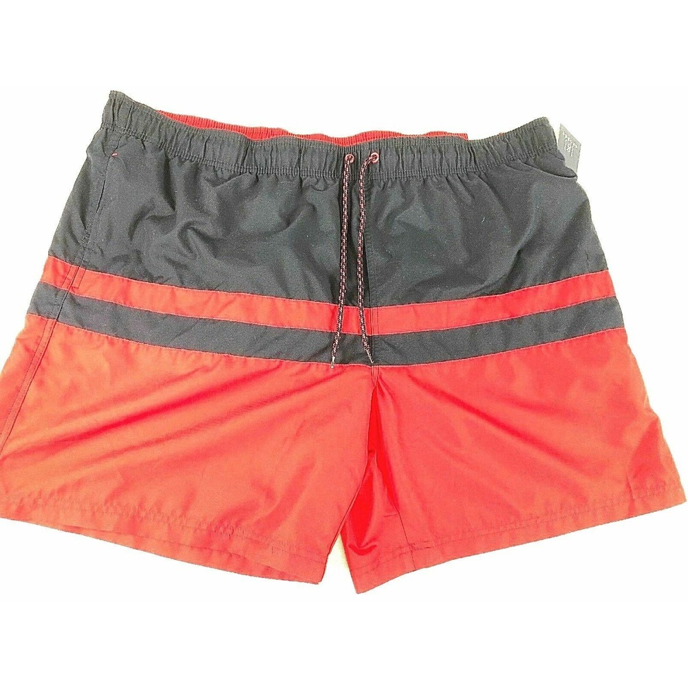 George Swim Trunks Men's Size 3XL 48-50 Red Navy Color Block Suit‎ 8" Inseam NEW